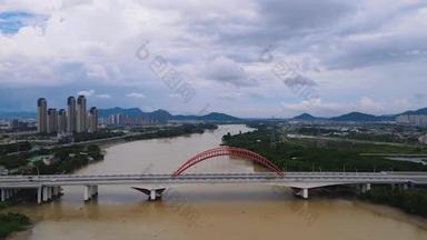 4K城市交通_福建漳州大桥航拍
